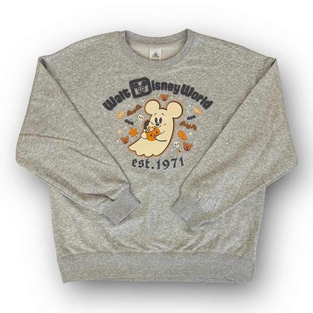 2025 Disney Parks Halloween Mickey Mouse Ghost Sweatshirt Size Medium New